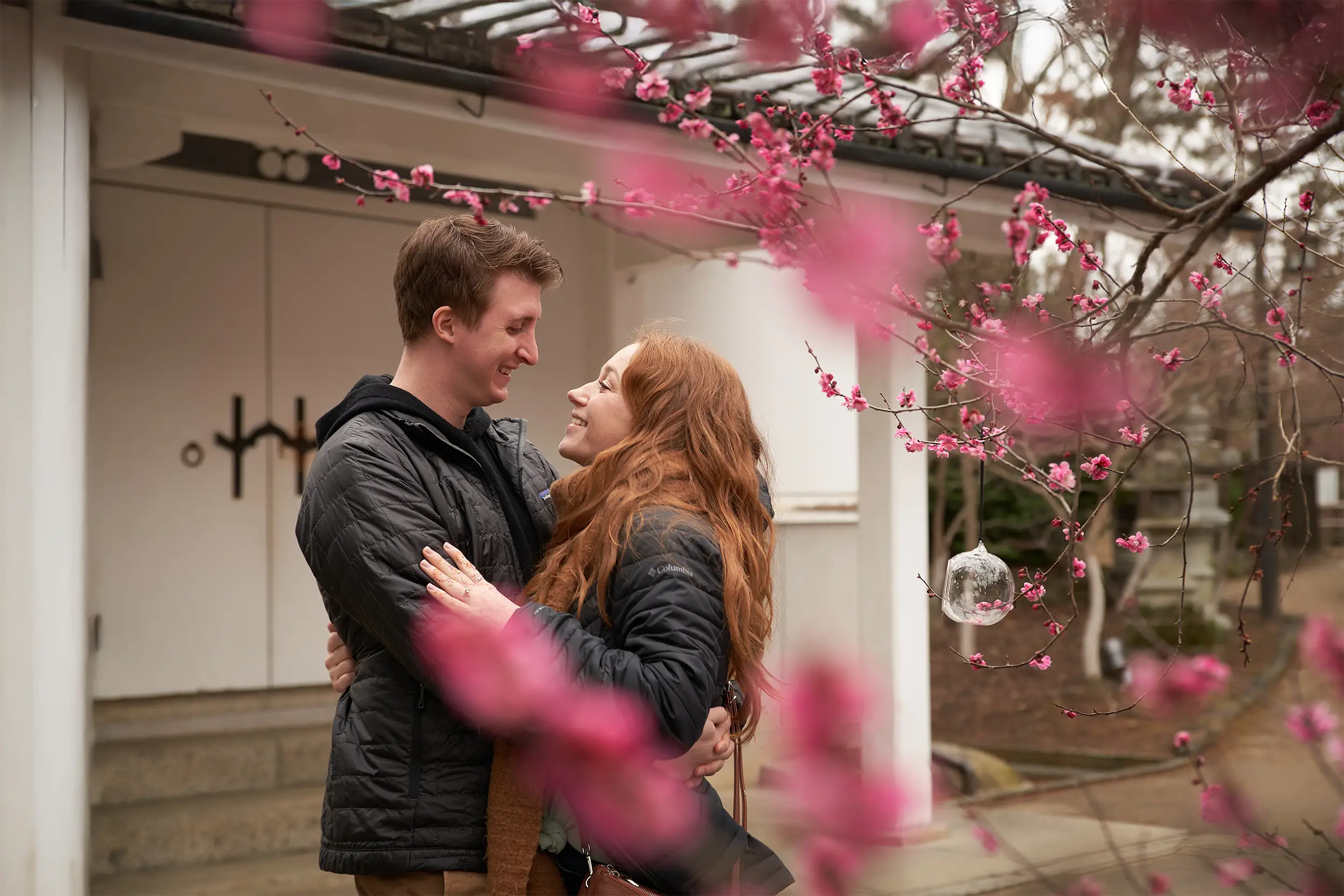 Celebration photo shoot after a hidden photographer proposal in Kyoto
