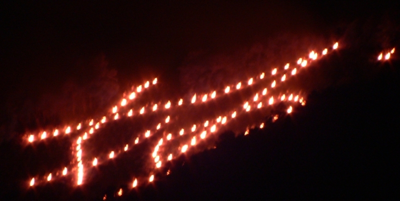 Gozan no Okuribi — the Myo (妙) character bonfire, Kyoto